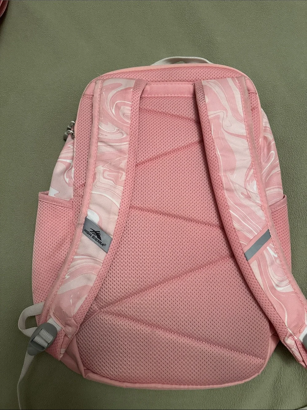 High Sierra Kids Pink Marble Backpack with Frog Patch